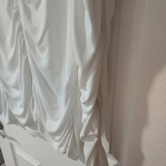 Nine West White Ruched V-Neck Long Sleeve Top in Size XL - Picture 4 of 12